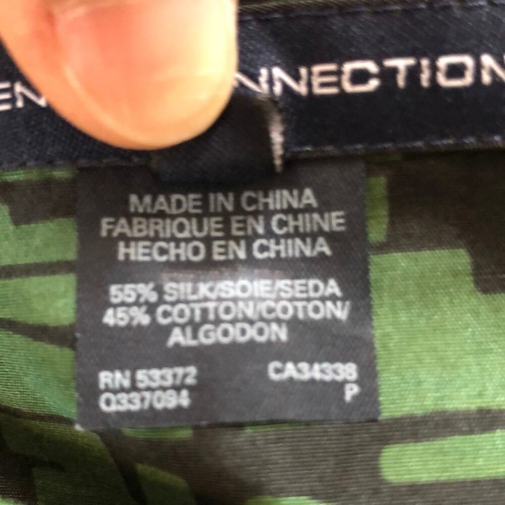 French Connection Silk Cotton Pleated Skirt Size 2 Green Black Graphic Print - Picture 7 of 8